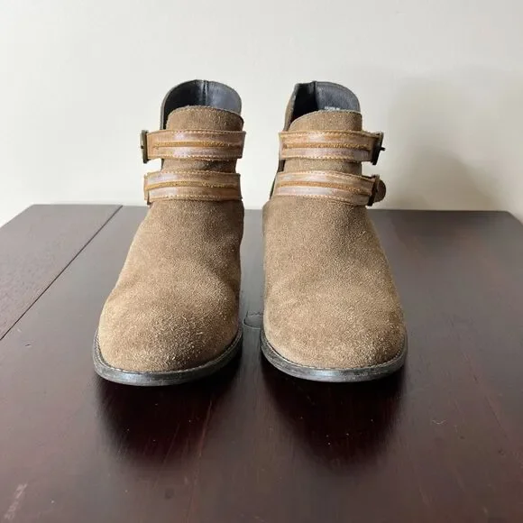 Steve Madden Raskal Suede Leather Ankle Booties Sz 8M Brown Cognac Western - Picture 3 of 11